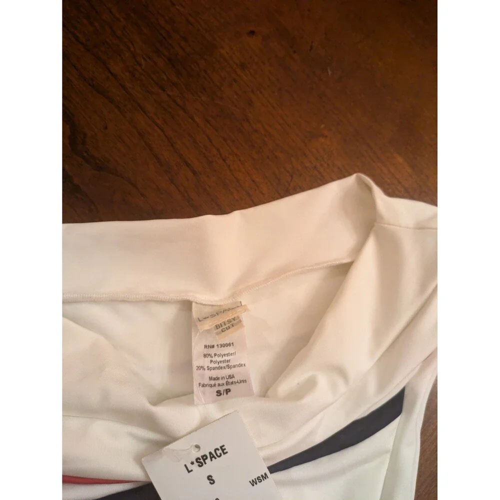 L*SPACE SWIMWEAR WHITE COLOR BLOCK WILSON HIGH WAIST BIKINI BOTTOM (S/P) NWT $99